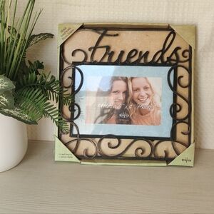 New View, "Friends"  Black Metal Scrollwork Photo Frame